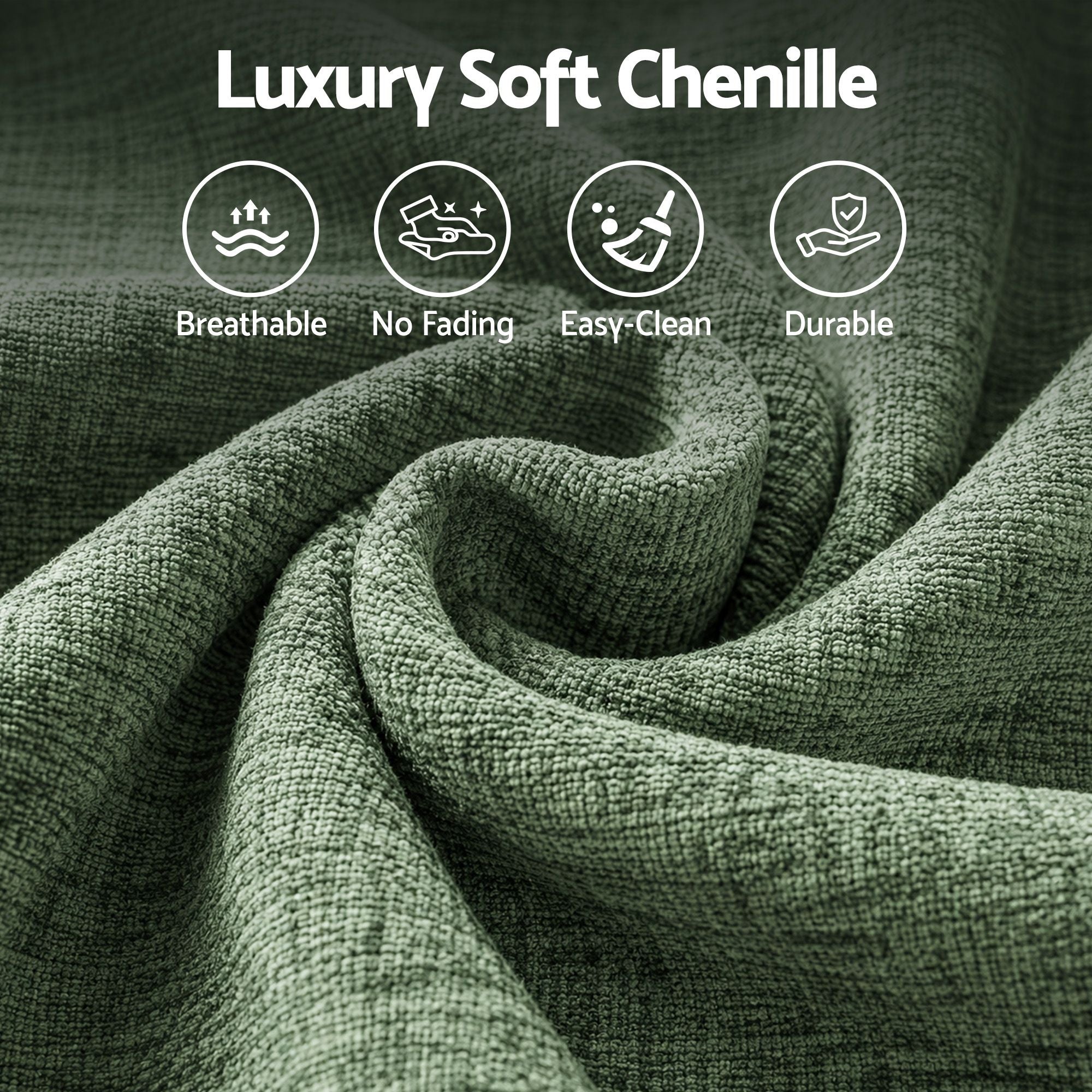 Green Chenille 3 Seater Boneless Sofa | Simpledeals