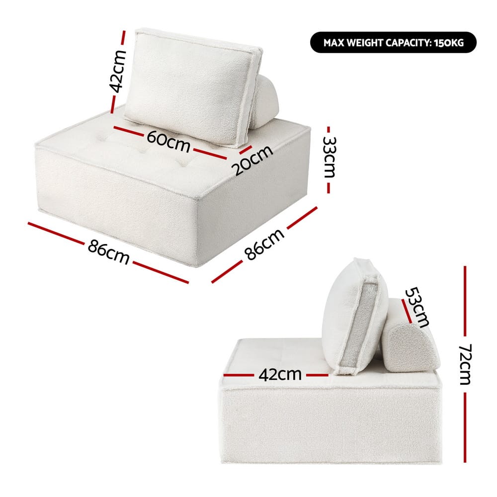 Floor Sofa Lounge Chair With Pillow 86x86x76cm