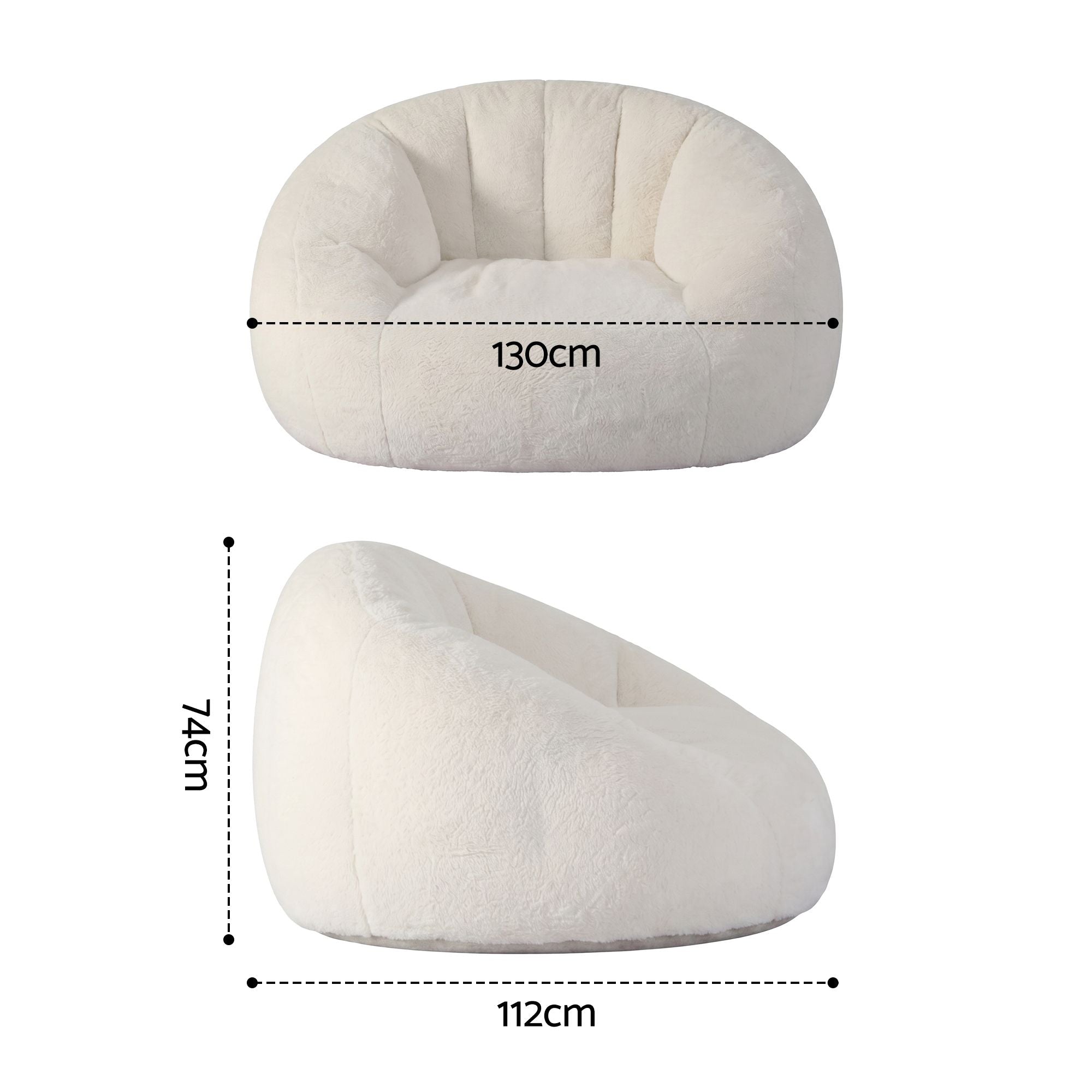 Faux Fur Bean Bag Floor Couch White | Simpledeals