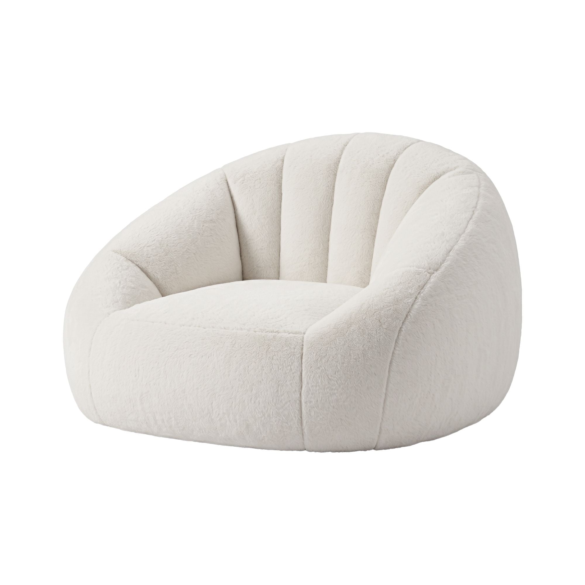 Faux Fur Bean Bag Floor Couch White | Simpledeals