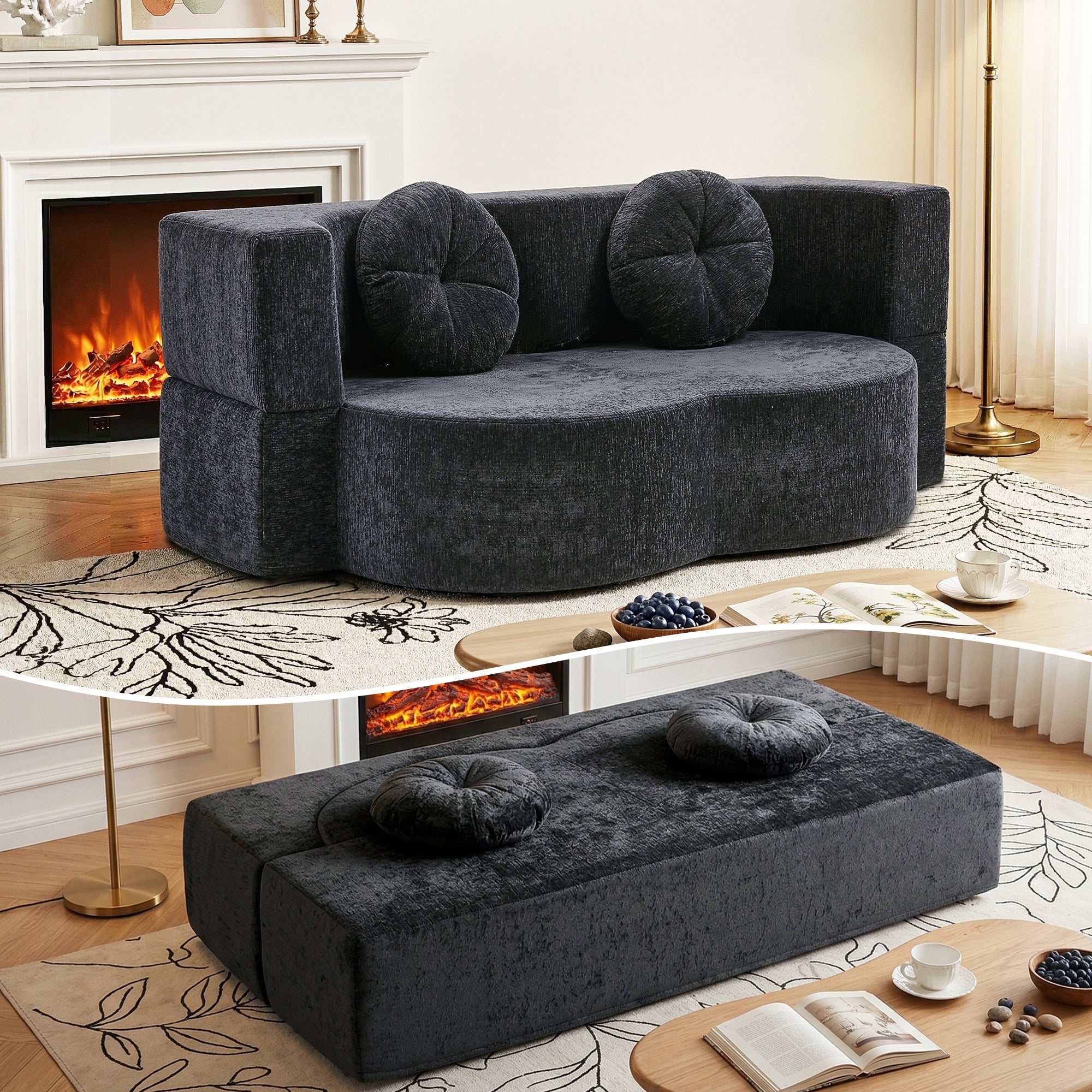 Convertible Sofa Bed Folding Sleeper Couch | Simpledeals