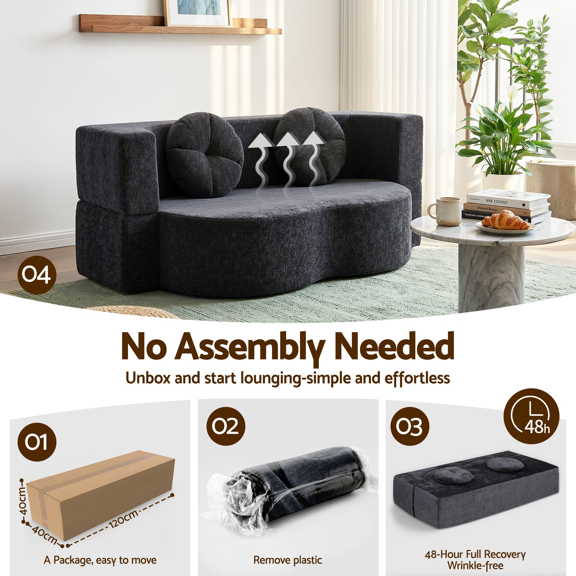 Convertible Sofa Bed Folding Sleeper Couch | Simpledeals