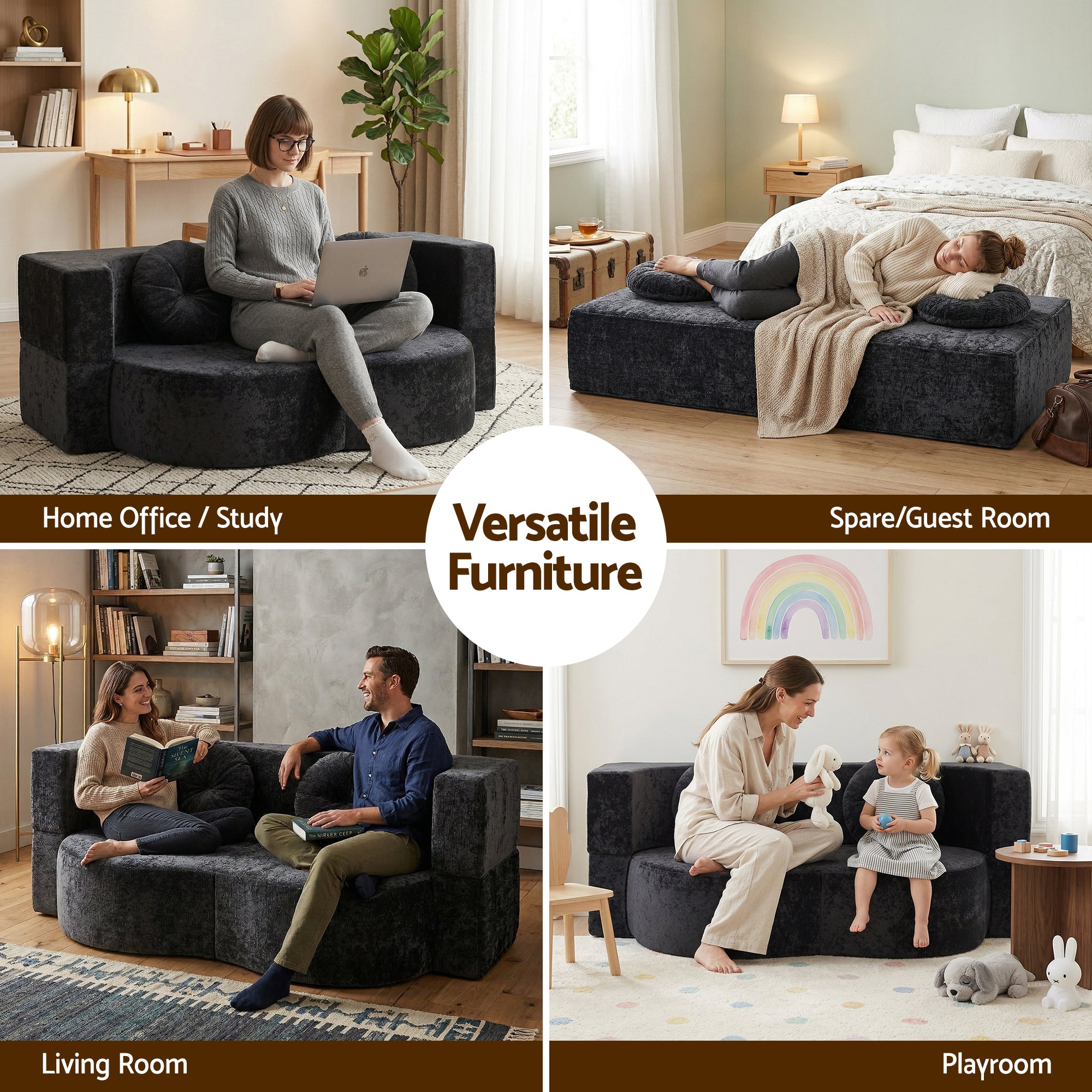 Convertible Sofa Bed Folding Sleeper Couch | Simpledeals