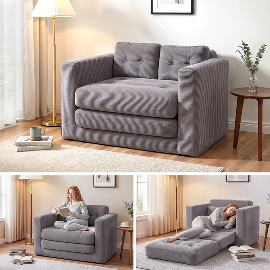2 Seater Sofa Bed Pull Out Corduroy Couch