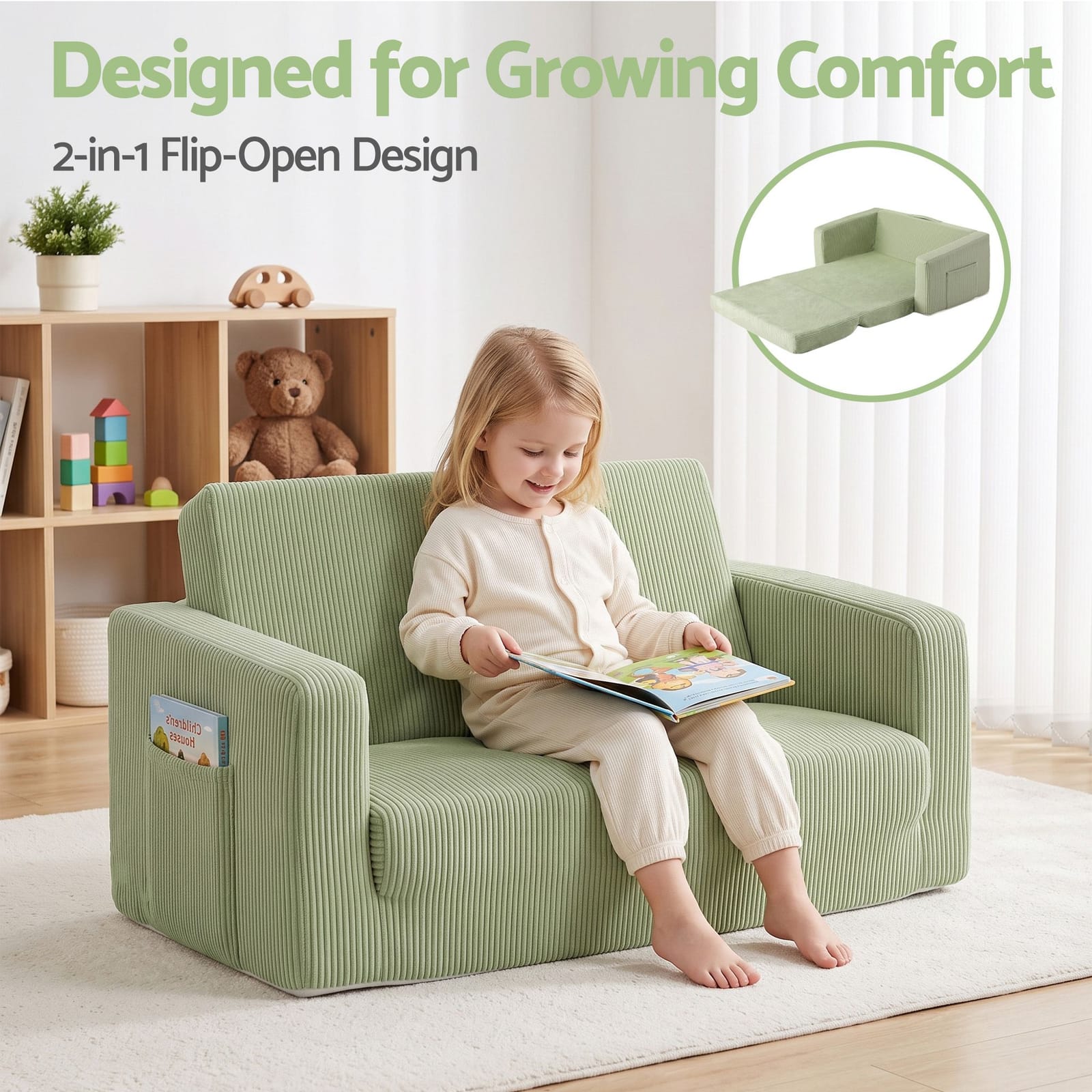 Green sofa king, view 6