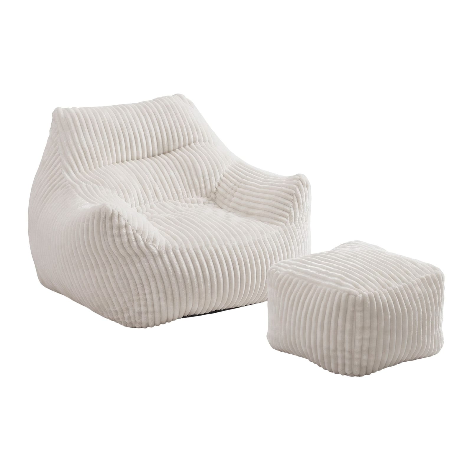 Bean Bag Sofa Ottoman White 103x102x71cm