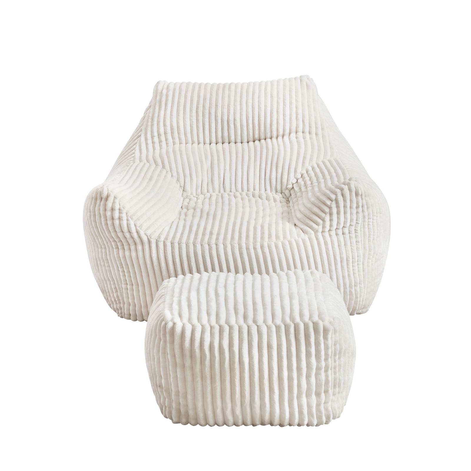 Bean Bag Sofa Ottoman White 103x102x71cm