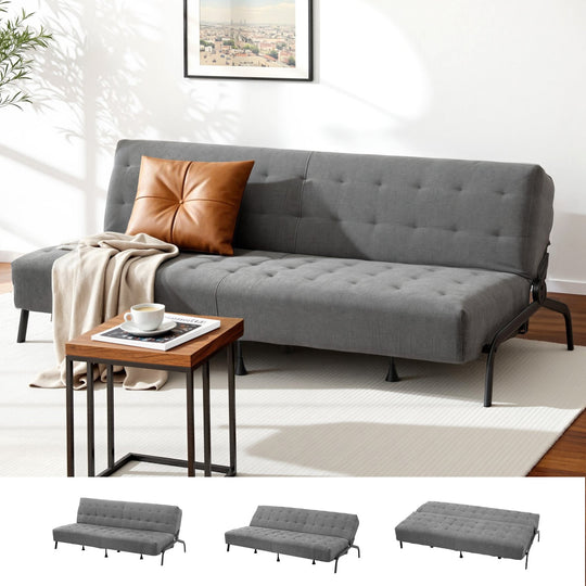 3 Seater Sofa Bed Futon Couch Grey