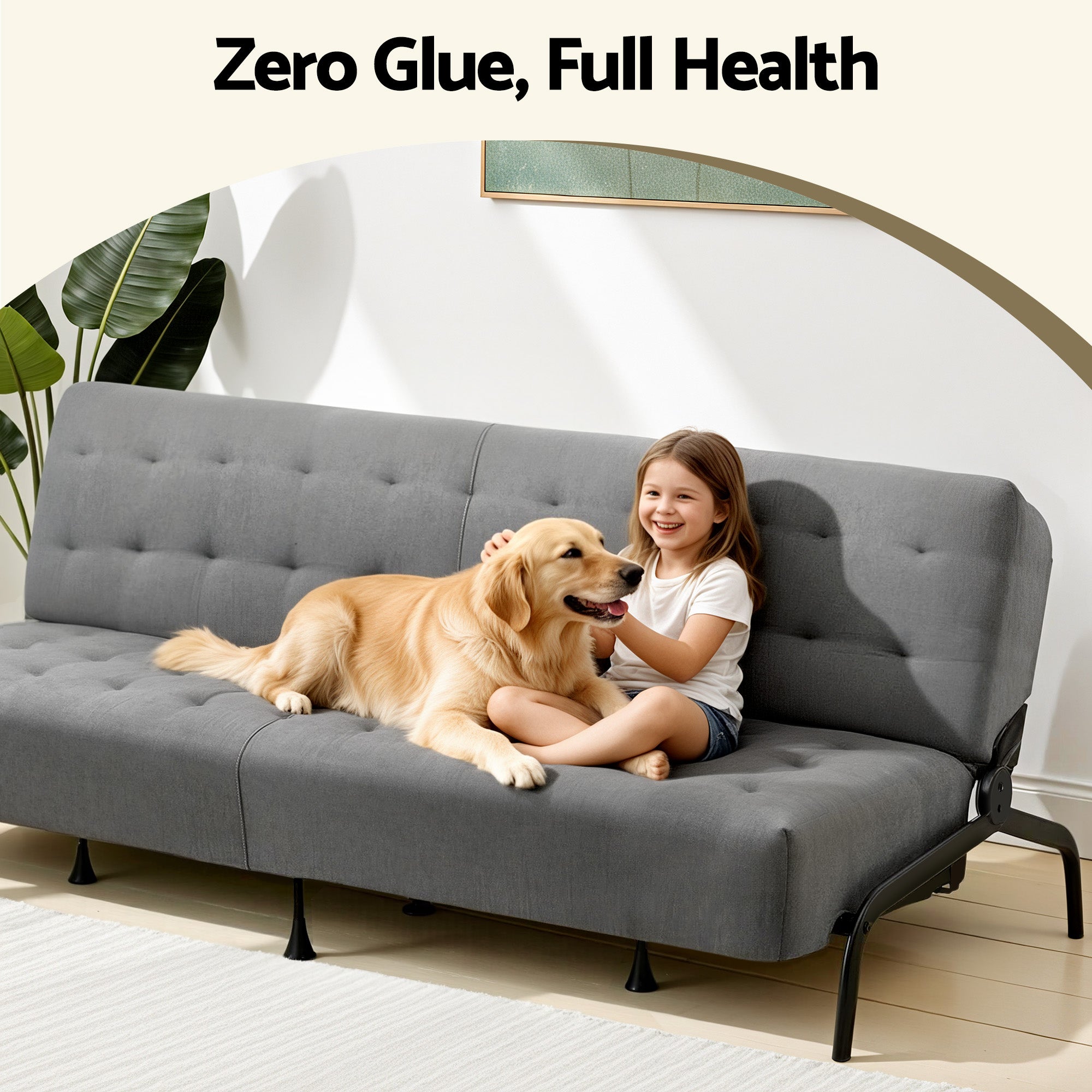 Artiss 3 Seater Sofa Bed Futon Couch Grey | Simpledeals