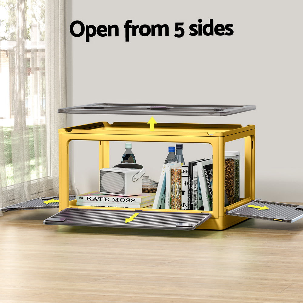 Storage Container Foldable Stackable Large 5 Sides Open