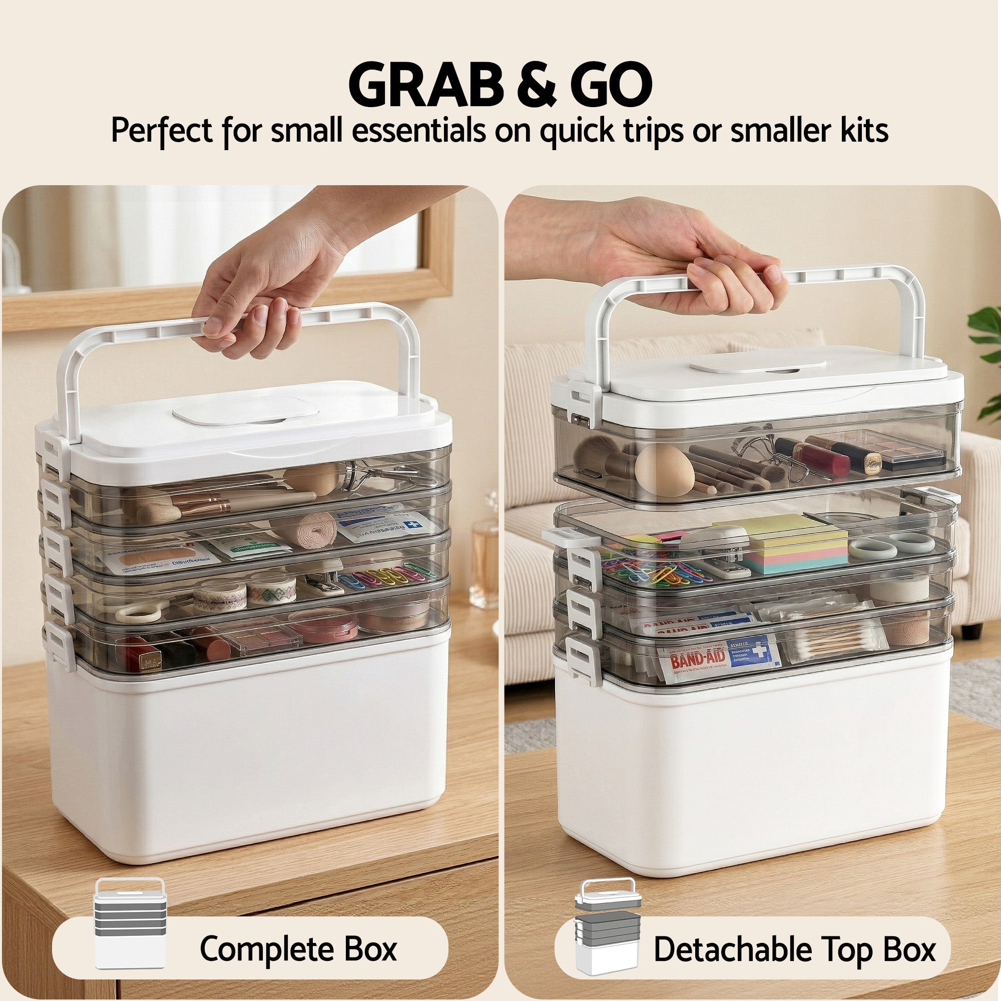 Artiss 5 Tier Clear Storage Box Portable Organiser | Simpledeals