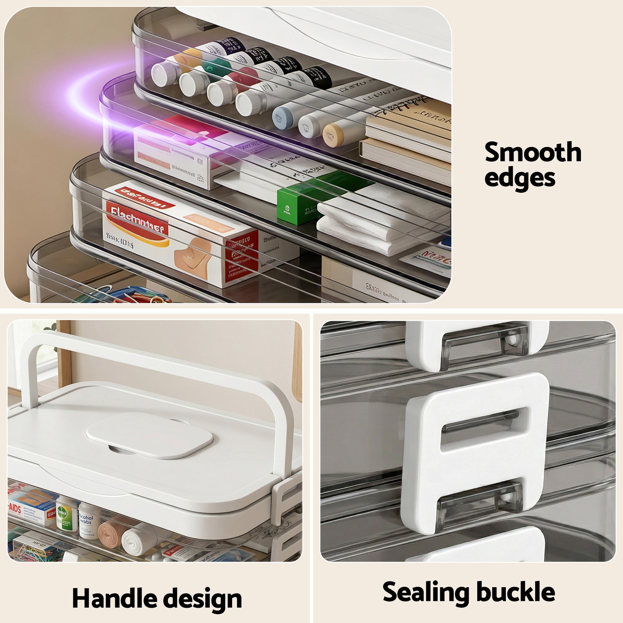 Artiss 5 Tier Clear Storage Box Portable Organiser | Simpledeals