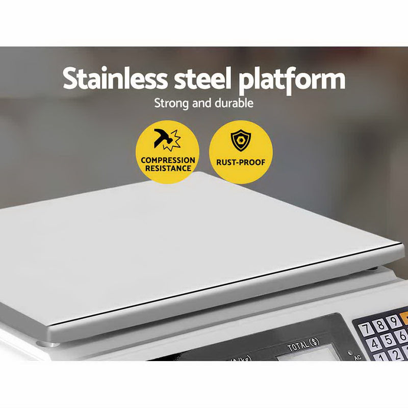 Kitchen Scales - Scales Digital Kitchen 40Kg Weighing Scales Platform Scales Lcd White