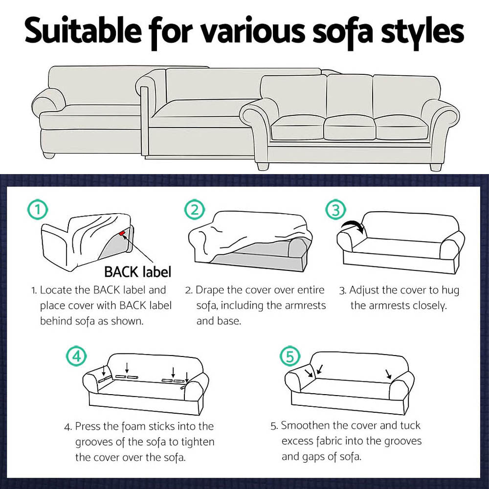 High Stretch Sofa Cover Couch Protector Slipcovers 3 Seater Black