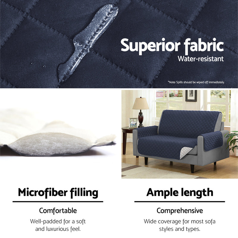 3 Seater - Sofa Cover Quilted Couch Covers Lounge Protector Slipcovers 3 Seater Dark Grey