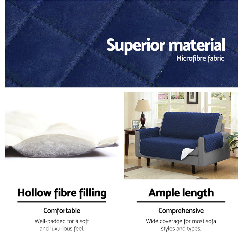 Arm Chairs & Recliners - Sofa Cover Couch Covers 3 Seater Quilted Navy