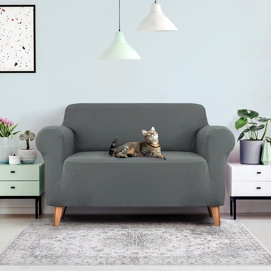 Sofa Accessories - Sofa Cover Couch Covers 2 Seater Stretch Grey