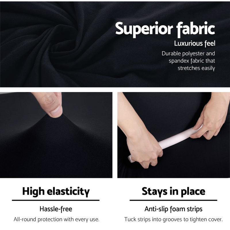 3 Seater - Sofa Cover Couch Covers 3 Seater Stretch Black