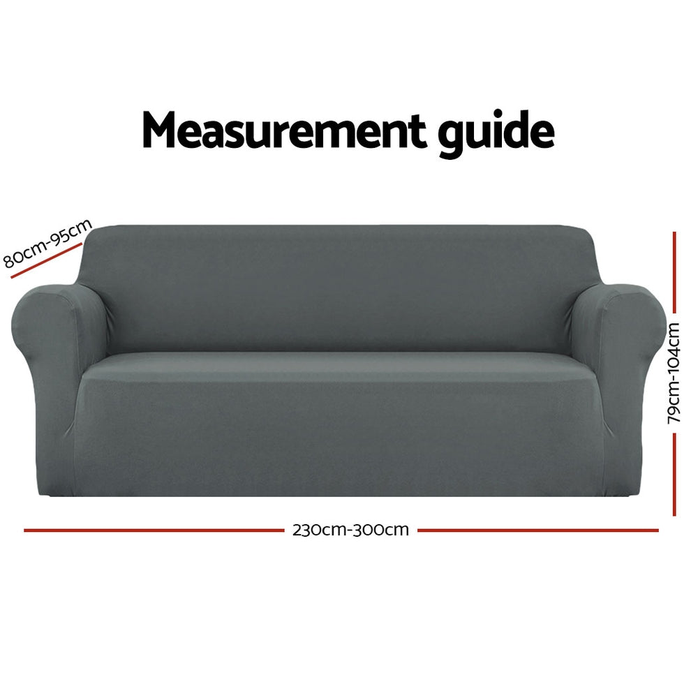 Grey Sofa Cover 4 Seater Stretch Fit Couch Protector Elastic Cover | Sofa Accessories