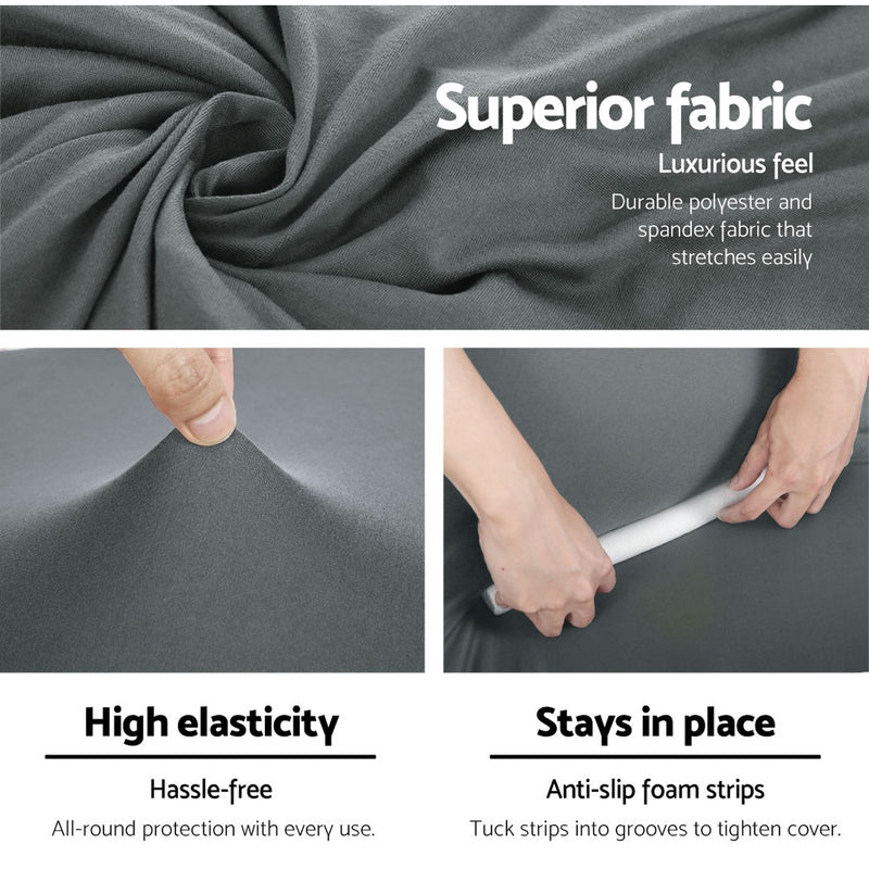 4 Seater - Grey Sofa Cover 4 Seater Stretch Fit Couch Protector Elastic Cover