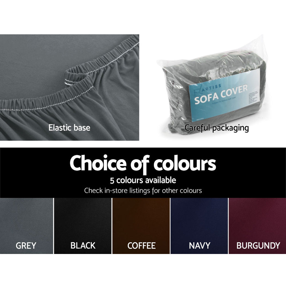 Grey Sofa Cover 4 Seater Stretch Fit Couch Protector Elastic Cover | Grey colour