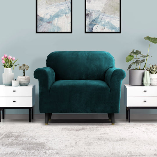 Sofa Cover Couch Covers 1 Seater Velvet Agate Green with Velvet finish