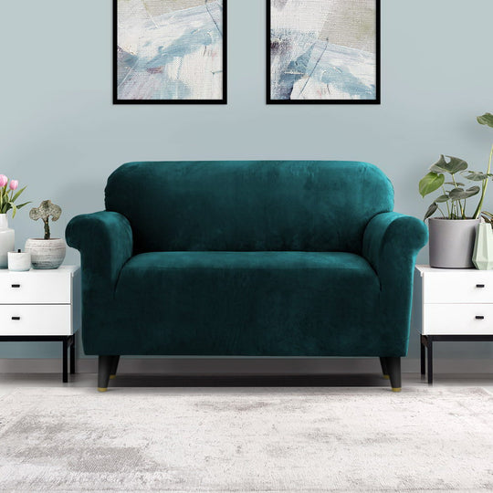 Sofa Cover Couch Covers 2 Seater Velvet Agate Green with Velvet finish