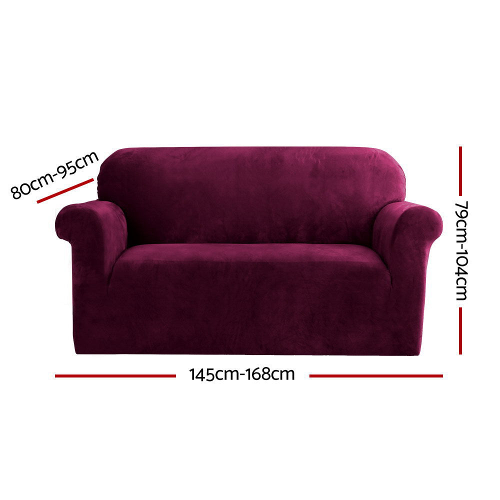 Sofa Cover Couch Covers 2 Seater Velvet Ruby Red