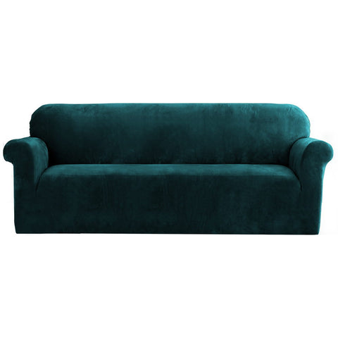 Velvet Sofa Cover Plush Couch Cover Lounge Slipcover 4 Seater Agate Green