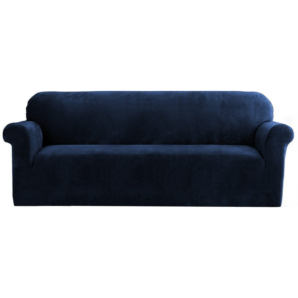 Velvet Sofa Cover Plush Couch Cover Lounge Slipcover 4 Seater Sapphire