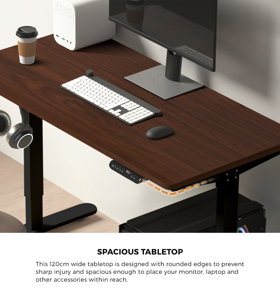 120cm &140cm Electric Standing Desk With Drawer Adjustable Black