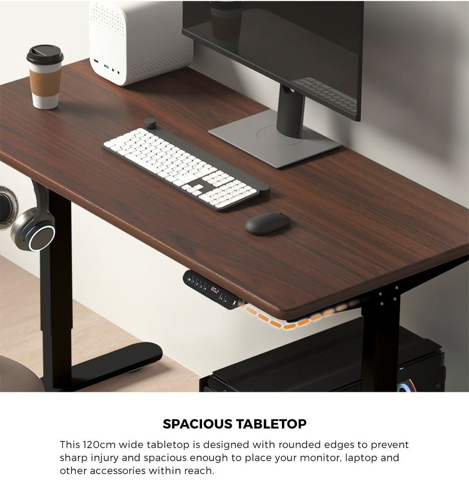 120CM Electric Standing Desk Single Motor Black&White