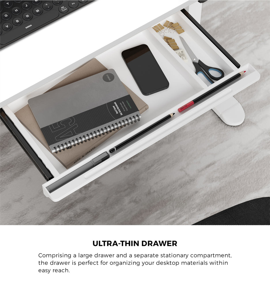 120cm &140cm Electric Standing Desk With Drawer Adjustable White