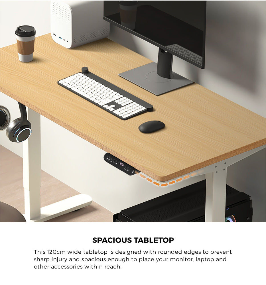 120CM Electric Standing Desk Single Motor Black&White
