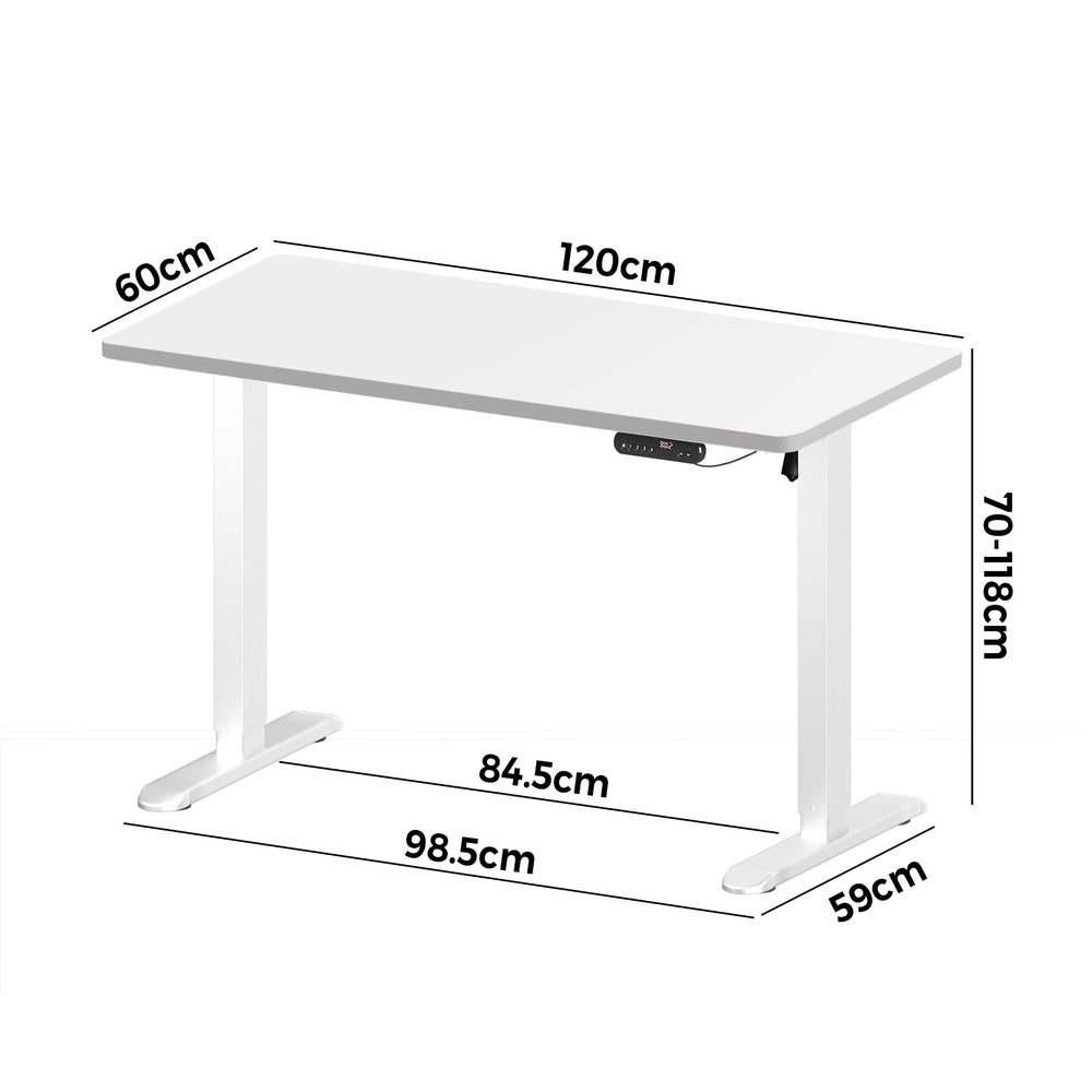 120CM Electric Standing Desk Single Motor Black&White