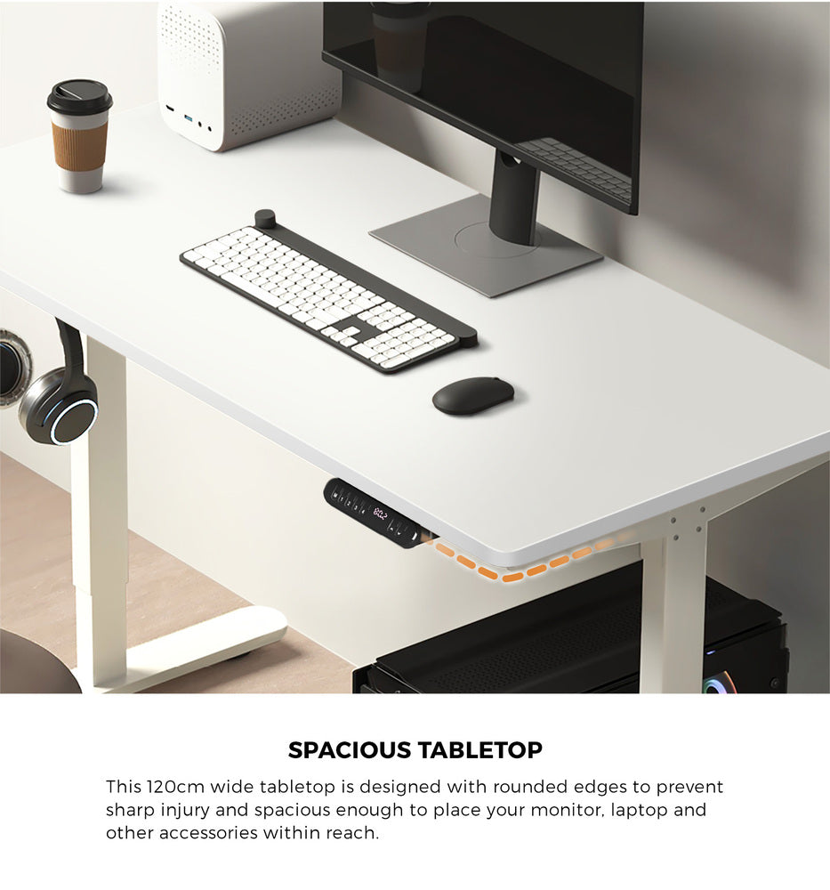 120CM Electric Standing Desk Single Motor Black&White