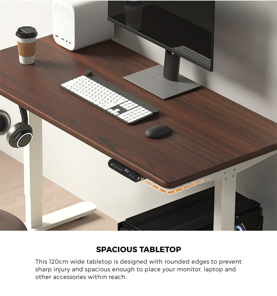 120CM Electric Standing Desk Single Motor Black&White