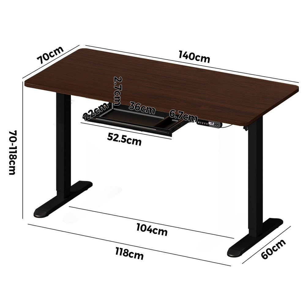 120cm &140cm Electric Standing Desk With Drawer Adjustable Black