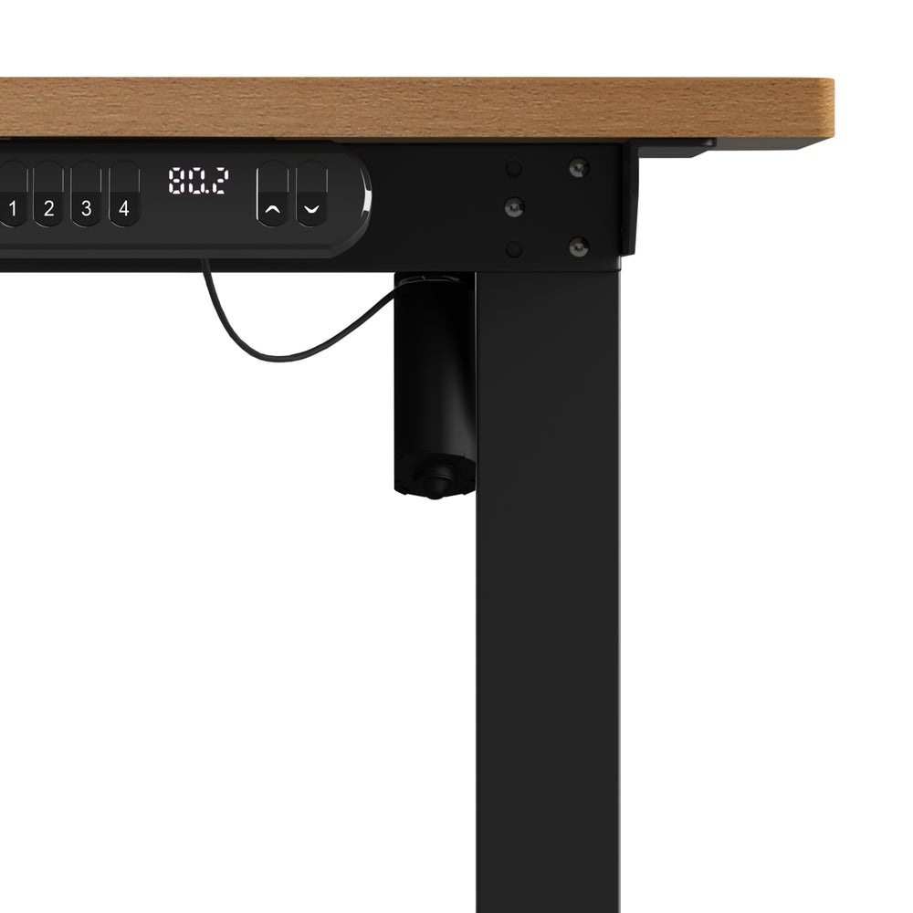 Electric Standing Desk 140CM Single Motor White Black & Oak Adjustable Office Table