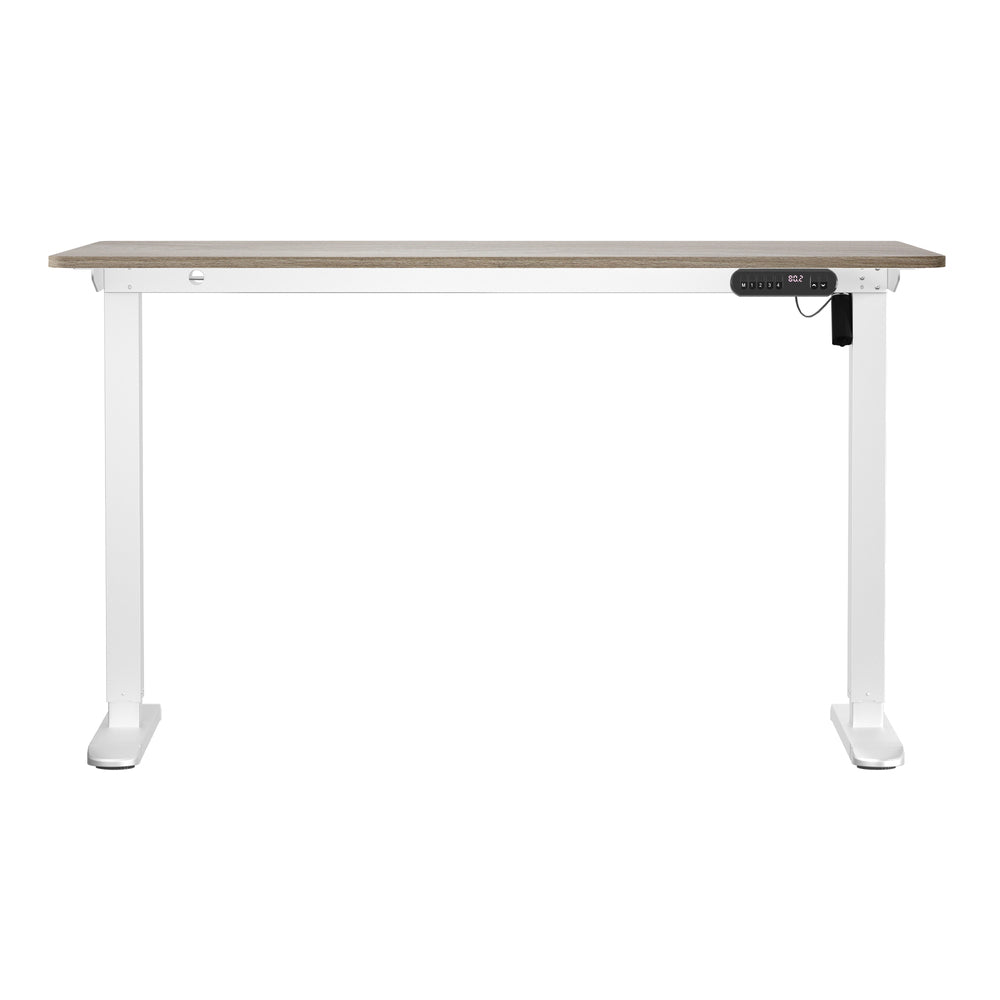 Electric Standing Desk 140CM Single Motor Height Adjustable Black Grey & White Oak