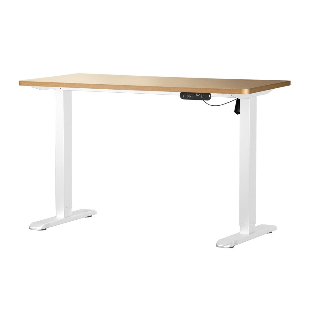 Electric Standing Desk 140CM Single Motor White Black & Oak Adjustable Office Table