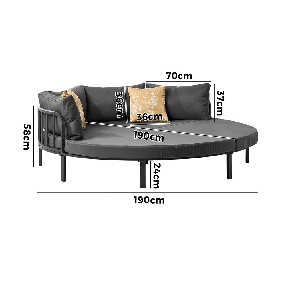 Outdoor Round Daybed Large Rattan Sun Lounge Sofa Patio Furniture