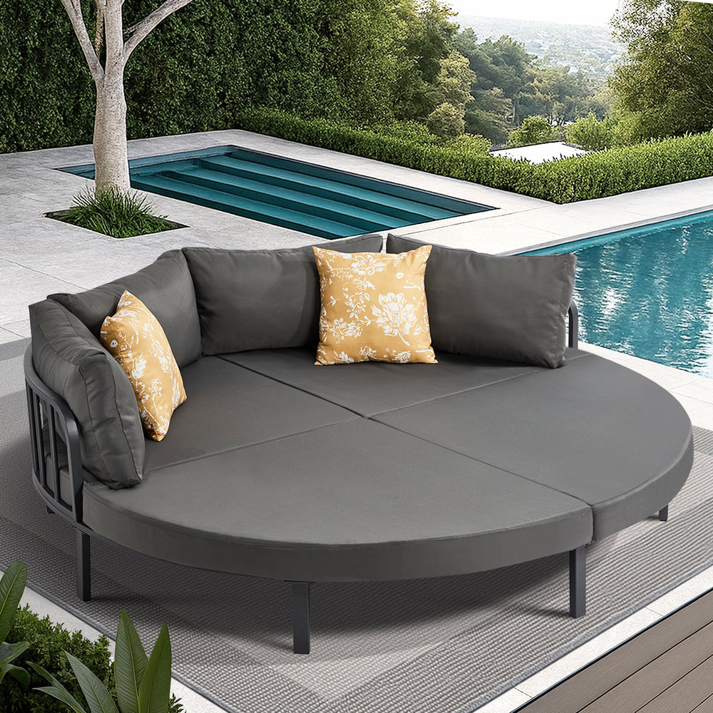 Outdoor Round Daybed Large Rattan Sun Lounge Sofa Patio Furniture