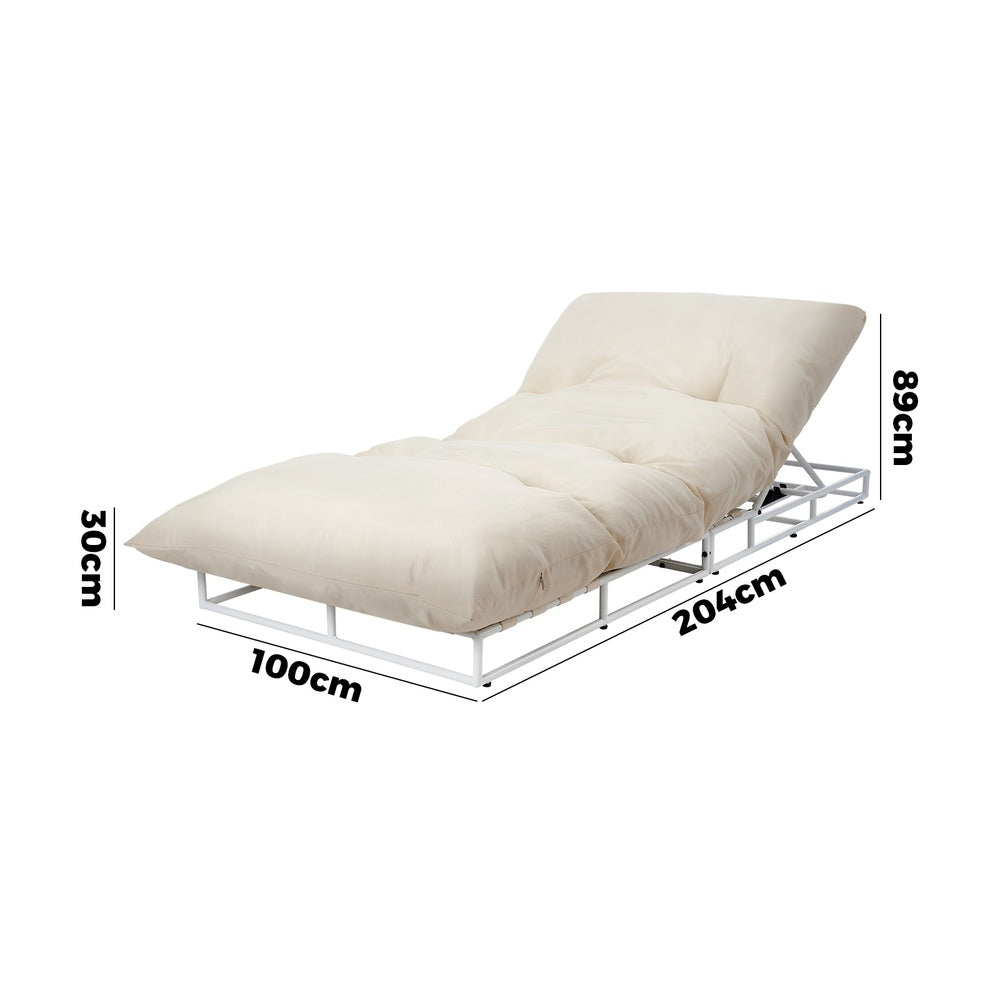 Outdoor Sun Lounge Day Bed Patio Chair Beige