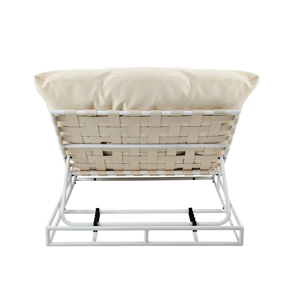 Outdoor Sun Lounge Day Bed Patio Chair Beige