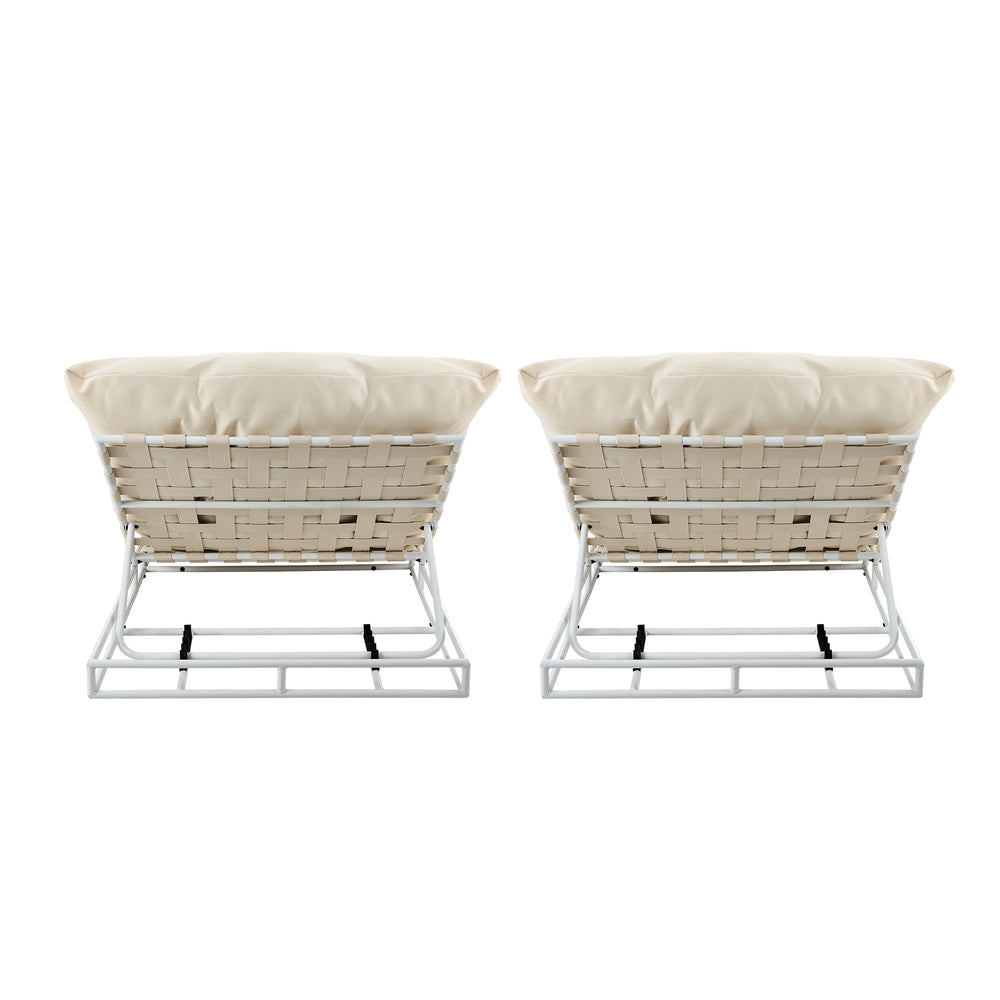 2PCS Outdoor Sun Lounge Day Bed Patio Chairs