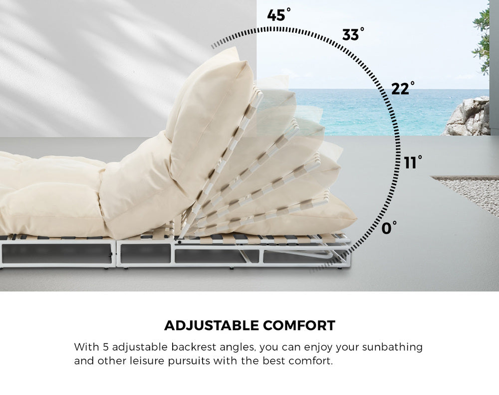 2PCS Outdoor Sun Lounge Day Bed Patio Chairs