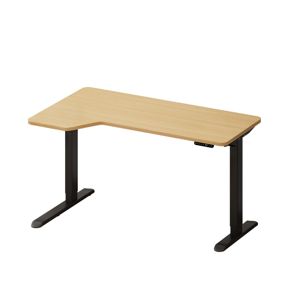 L-shape Electric Standing Desk Single Motor 145CM Black&Oak
