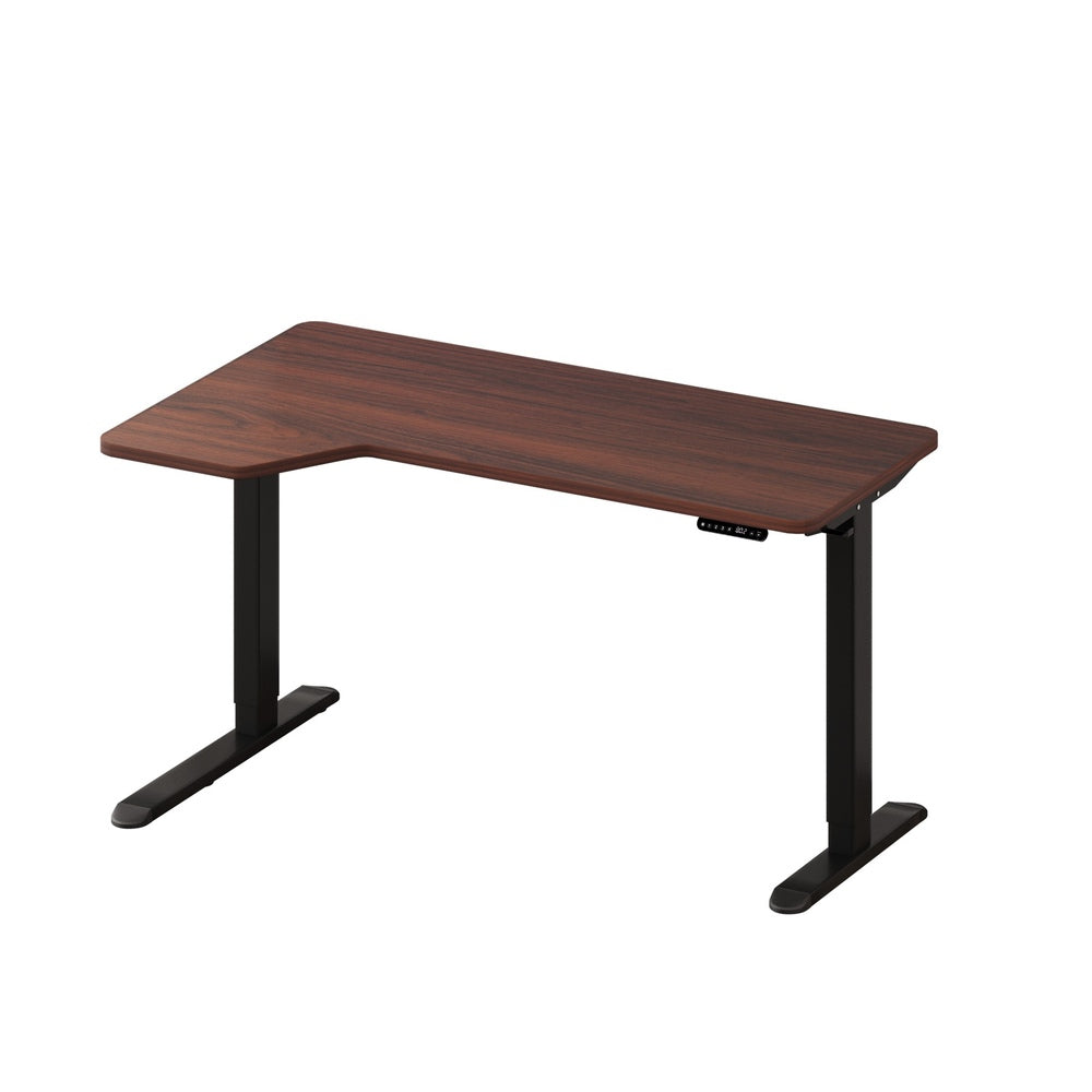 L-shape Electric Standing Desk Single Motor 145CM Black&Oak