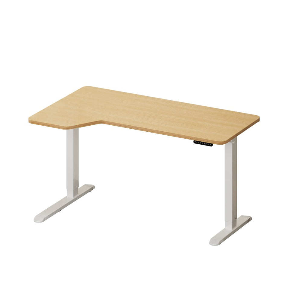 L-shape Electric Standing Desk Single Motor 145CM Black&Oak